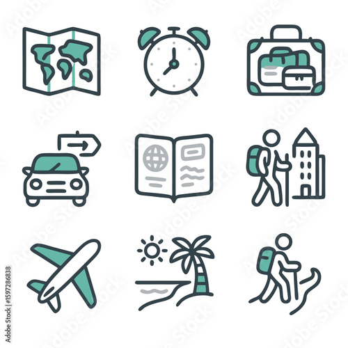 travel icons set