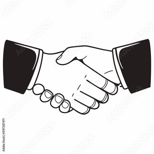 Two hands in a business handshake, a symbol of agreement and partnership.