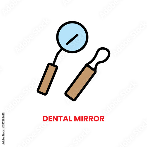 Dental Mirror icon, dental care, vector illustration, filled style, best used for web