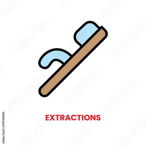 Extractions icon, dental care, vector illustration, filled style, best used for web