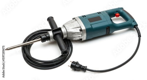 Heavy duty electric drill isolated