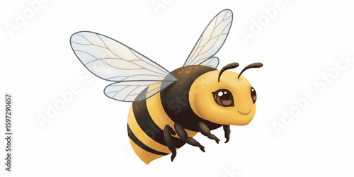 Cute Bee Vector Illustration – Flat Design with Clean Lines