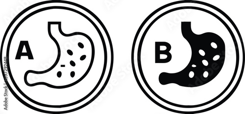 Labels Contains Probiotics. Black and White Vector Icons. Cat's Food Properties. Food Packaging Sticker