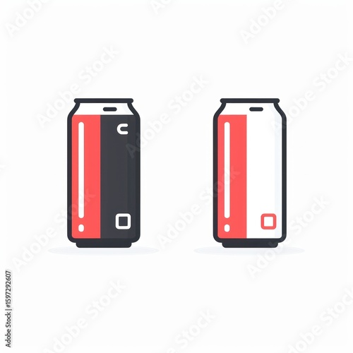 Two soda cans, one black and one white, side-by-side