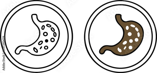 Labels Contains Probiotics. Black and White Vector Icons. Cat's Food Properties. Food Packaging Sticker