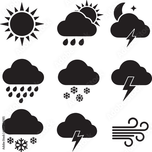 icon set black and white 