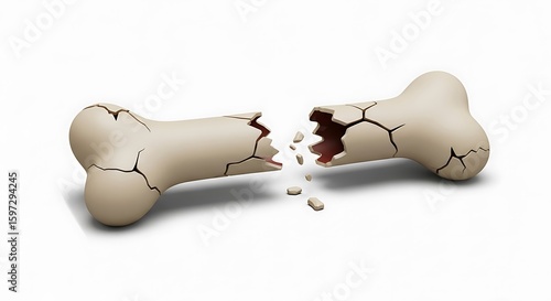 Broken Bone Illustration Isolated on White Background