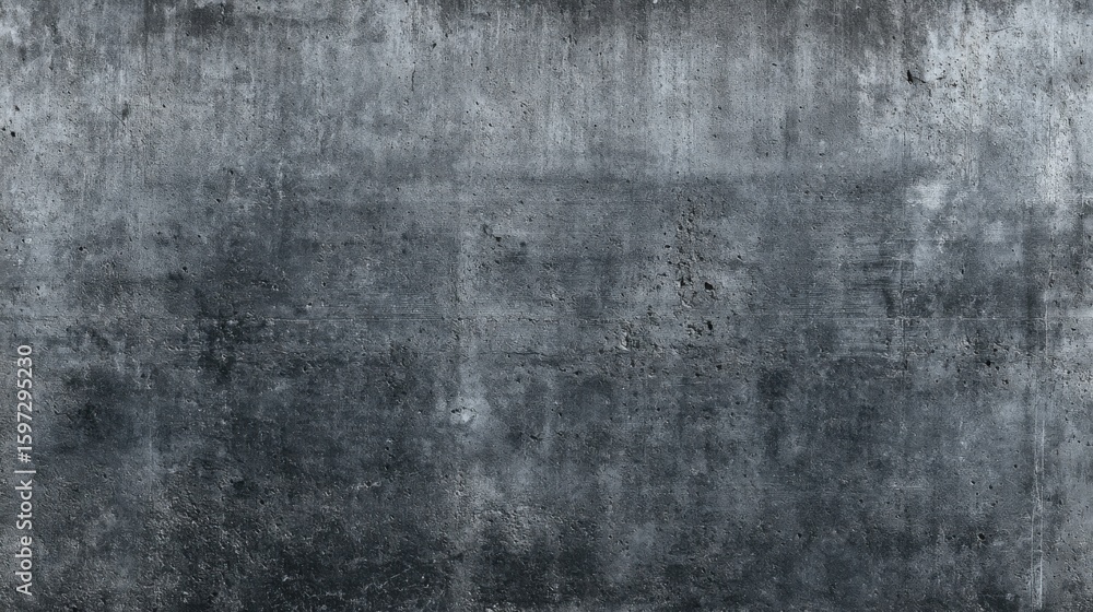 Obraz premium A weathered concrete wall displays various shades of gray, revealing visible texture and imperfections. The stark appearance emphasizes a minimalist aesthetic in natural light.