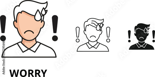 Understanding worry and anxiety symptoms in men vector illustration for mental health awareness