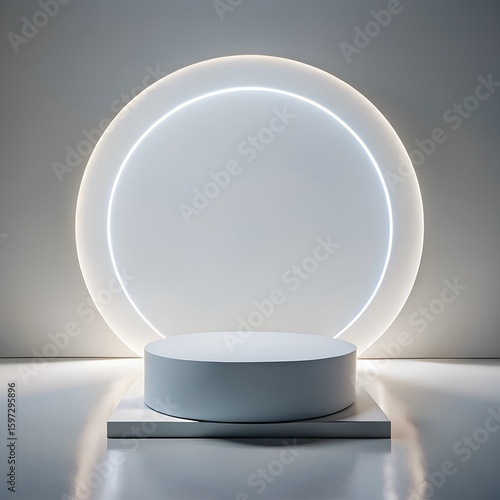Minimalist display stage with glowing circle