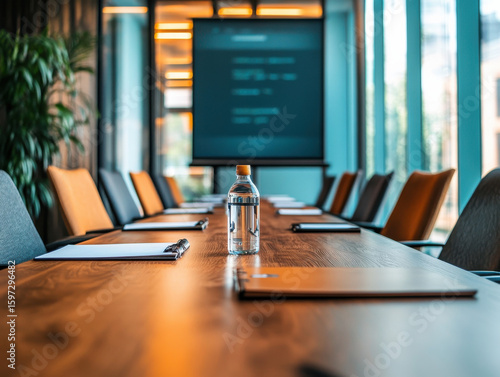 Office boardroom session with digital presentation