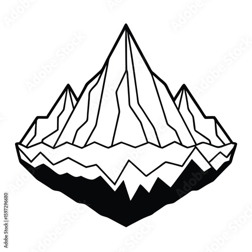 Minimalist Glacier Icon A Clean Line Art Illustration of a Floating Iceberg