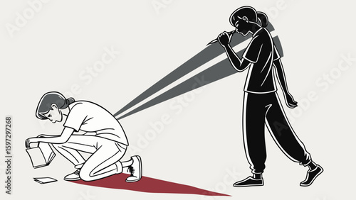 Individual Struggling with Pressure, Urban Environment, Illustration of Emotional Strain