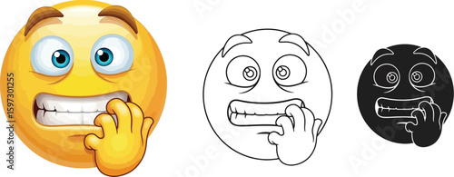 Anxious emoji face expressions vector illustration for social media and communication platforms use cases