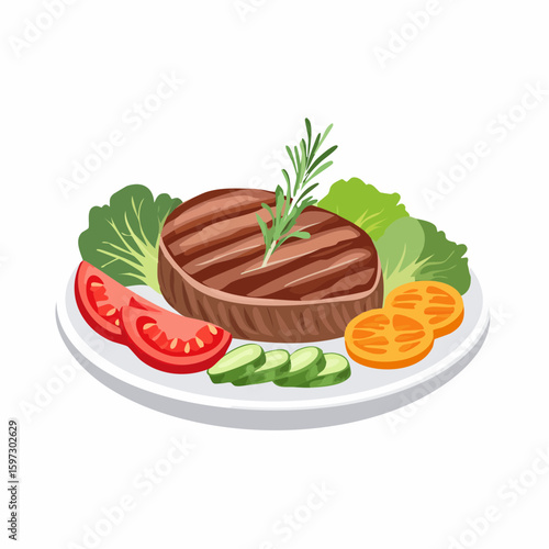 Succulent fillet steak and roast vegetables