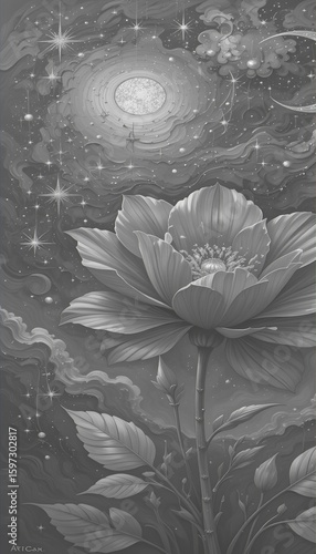 Vintage floral seamless pattern with water lily flowers, leaves, and artistic botanical illustrations