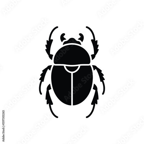Stylized black scarab beetle silhouette on white background