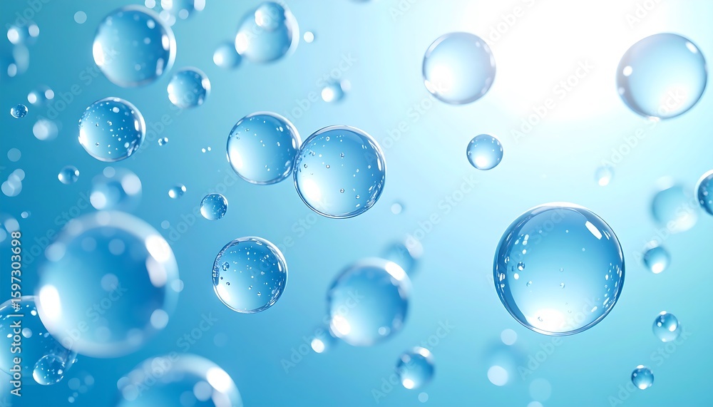 Liquid Bubbles in Blue Tinted Water. Liquid Bubbles in Blue Tinted Water.