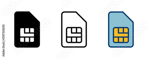 Sim card icon vector isolated on white background. Mobile slot icon. Mobile cellular phone sim card chip.
