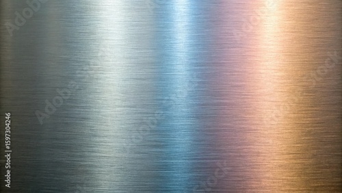 The brushed metal surface reflects light with a gradient of cool and warm tones, creating a dynamic texture