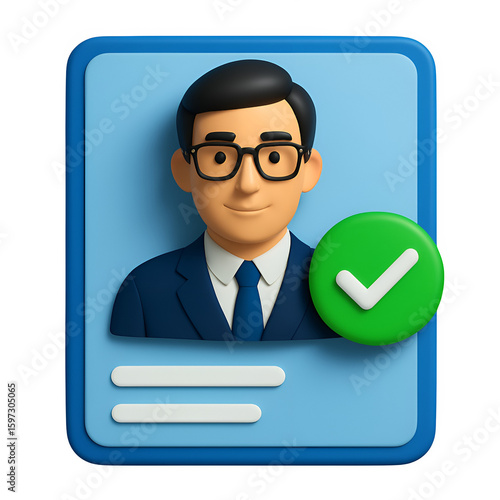 3D Verified Employee ID Card Icon
