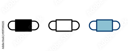 Mask icon vector isolated on white background. Man face with mask icon. Safety breathing masks. Industrial safety N95 mask. Medical mask vector icon.