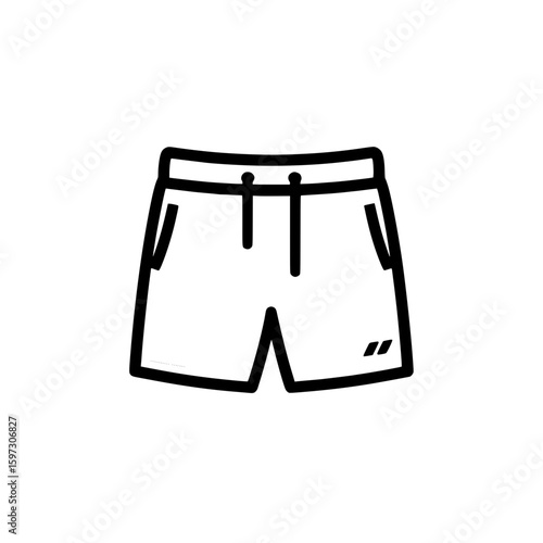Flat icon of casual shorts with waistband and side seam in outlined modern style