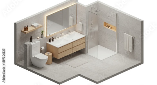 Isometric modern bathroom design