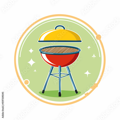 Barbecue or BBQ grill in vector Icon