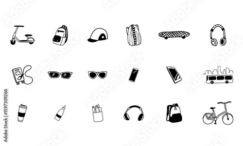 set of icons of music