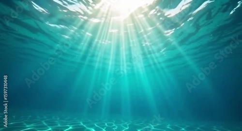 Sunlight Filtering Through Ocean Water Underwater View