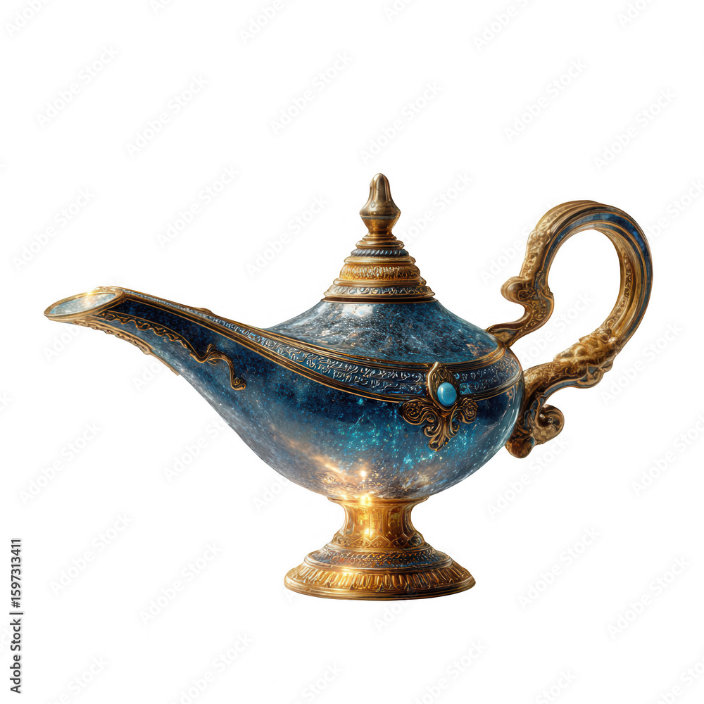 Fototapeta premium Magic lamp, blue, gold, ornate