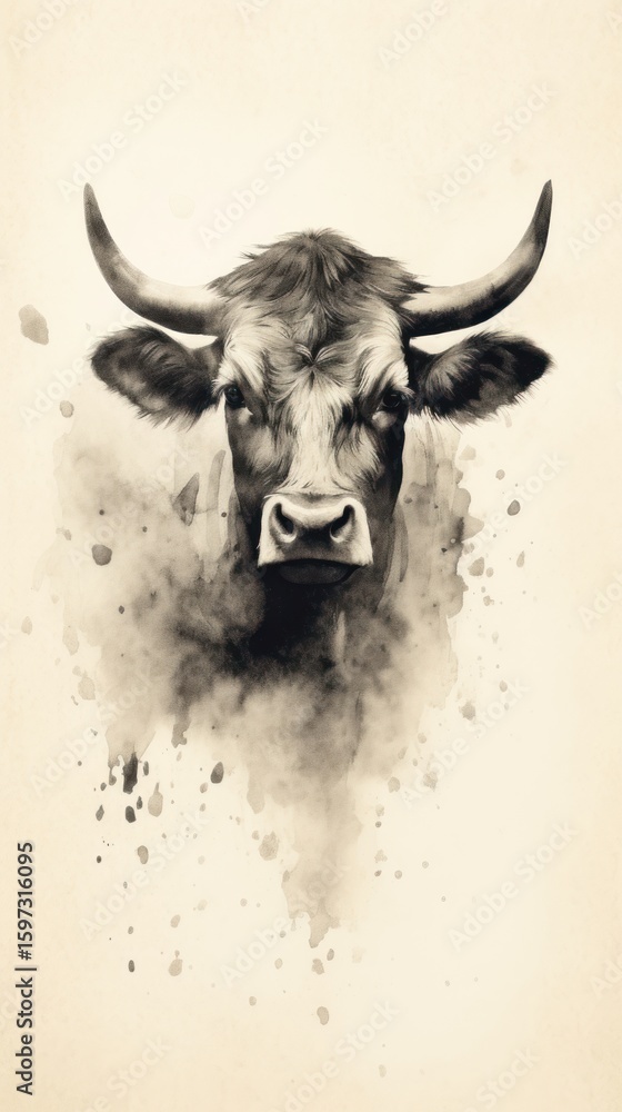 Naklejka premium Cow livestock buffalo cattle.