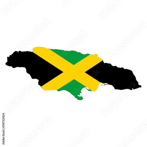 map of Jamaica flag