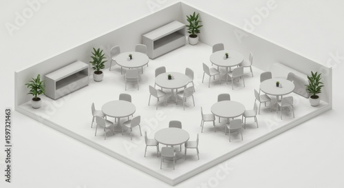 Modern cafe layout design illustration