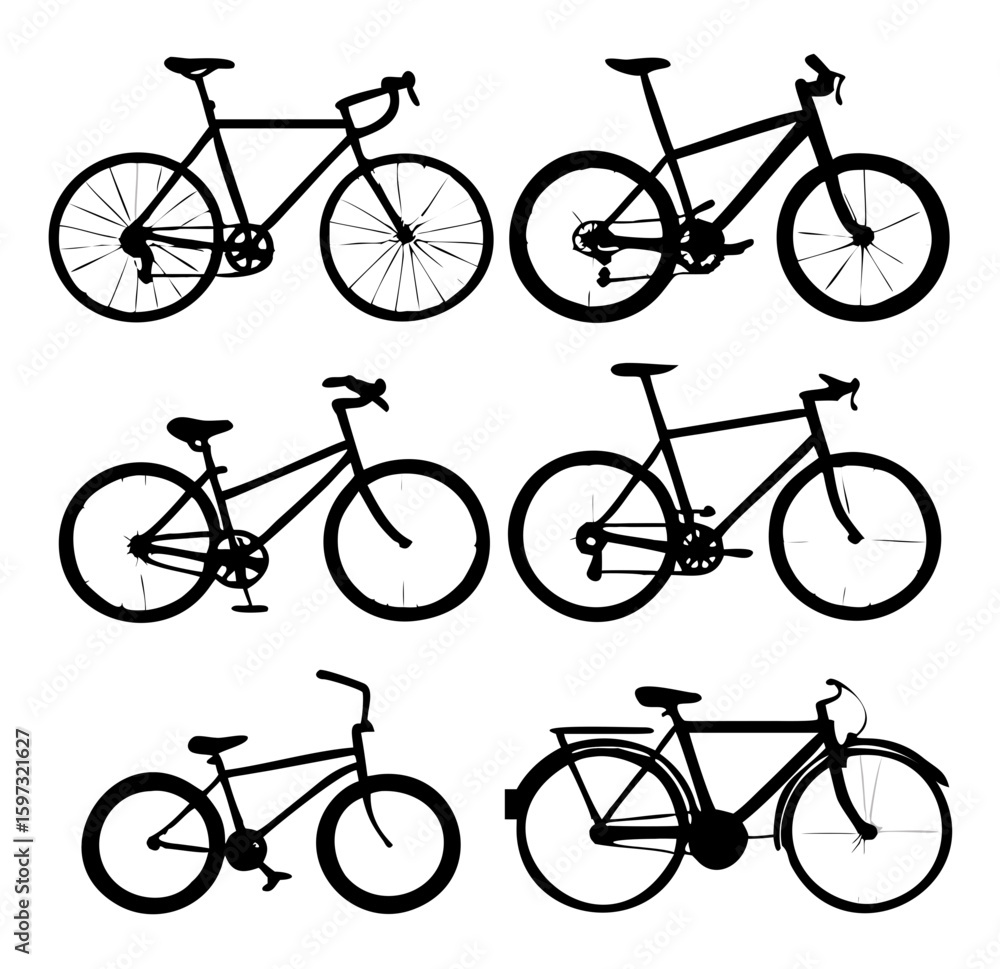 Obraz premium Silhouettes of bicycles set