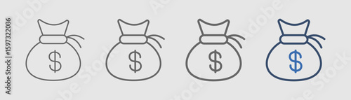 money bag icon set outline