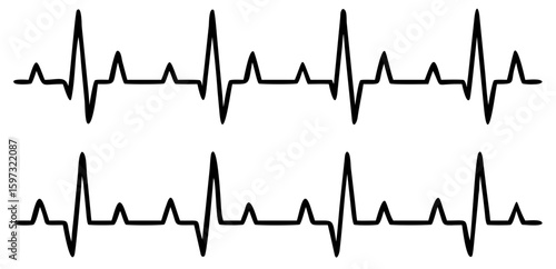 Heartbeat line set. EKG. Vector