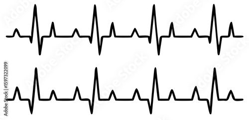 Heartbeat line set. EKG. Vector