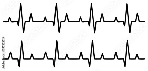 Heartbeat line set. EKG. Vector