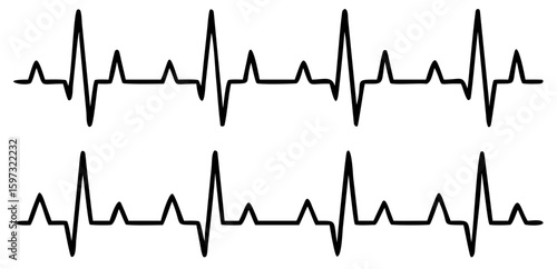 Heartbeat line set. EKG. Vector