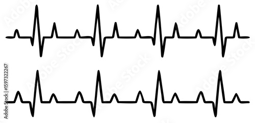 Heartbeat line set. EKG. Vector