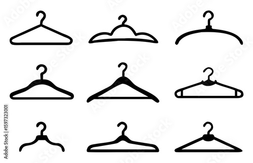 Different clothes hanger silhouette collection. Vector illustration