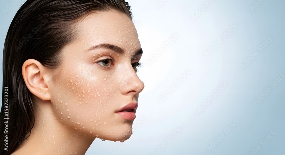 Naklejka premium Woman's Face with Water Drops
