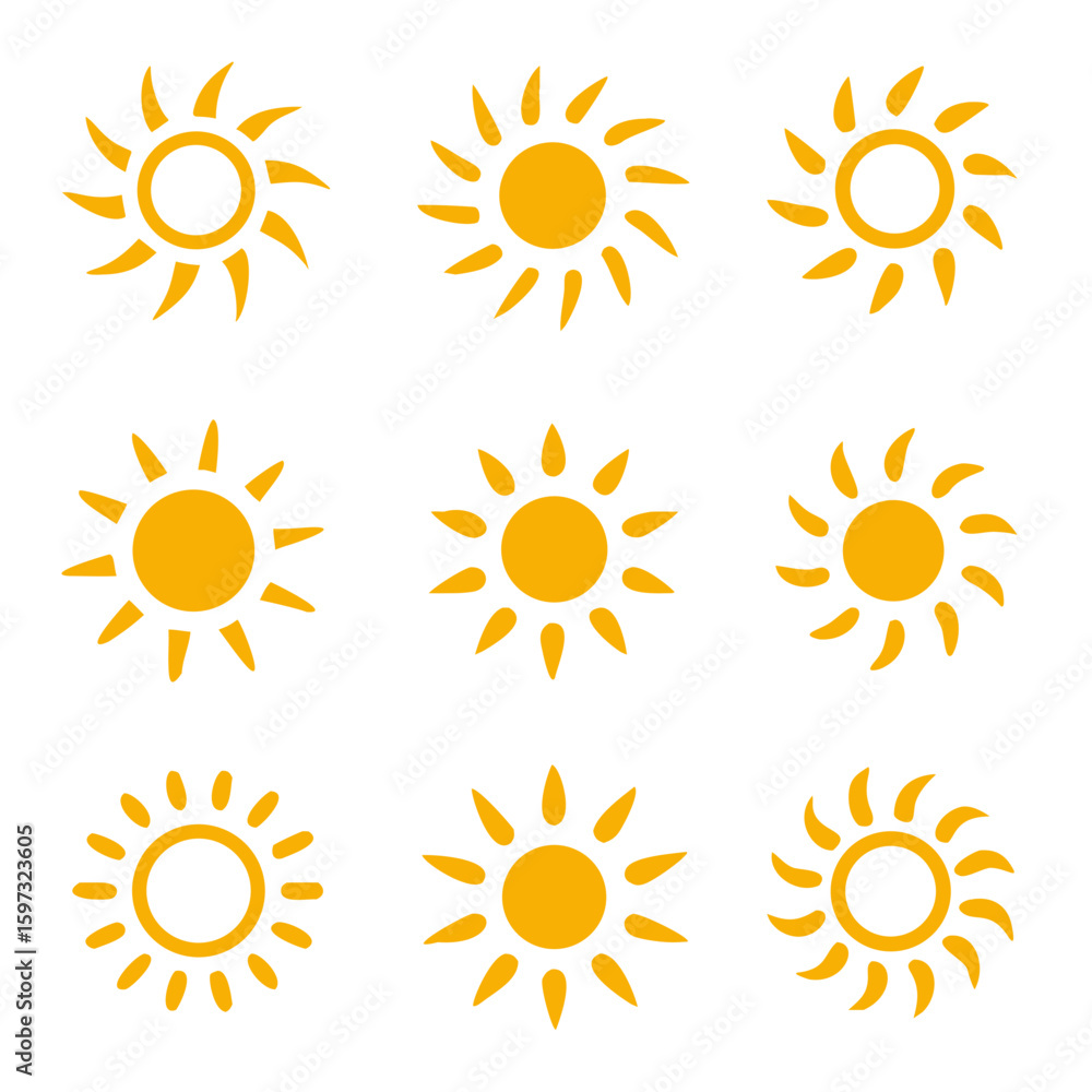Fototapeta premium Sun icons collection. Vector illustration