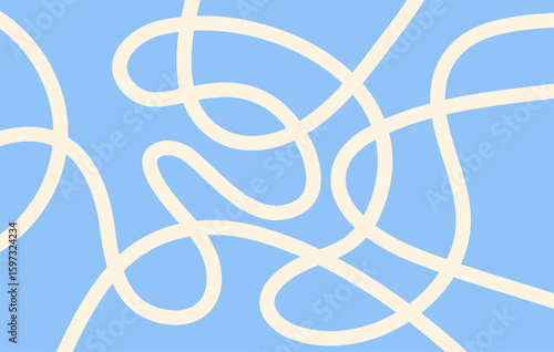 Abstract horizontal background with dynamic linear waves. Trendy vector illustration in style retro 60s, 70s. Blue and beige colors