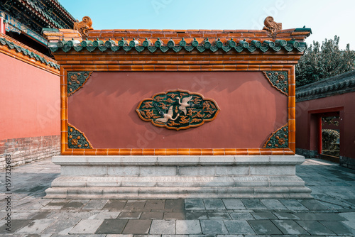 ancient architecture art of Qing Dynasty imperial palace in Shenyang, China