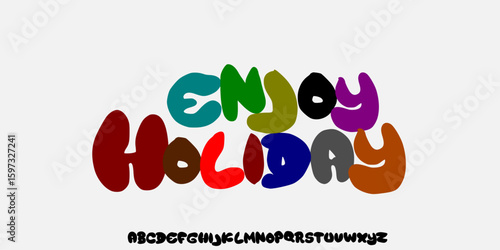 Colorful Kids Fonts Style. Playful Childish Fun Toddler, Uppercase Lowercase. Rough and Clean Version Font Design vector illustration