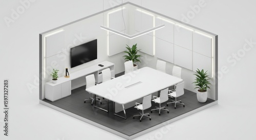 Modern meeting room isometric view