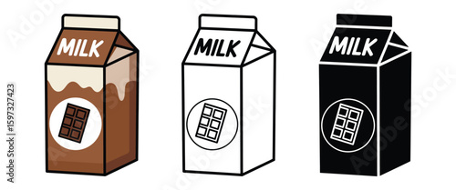 Hand Drawn Chocolate Milk Carton Illustration on White Background